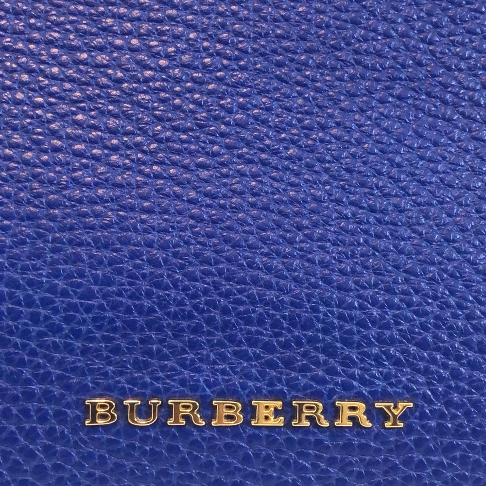 Burberry Medium Greenwood Satchel Brilliant Blue Gold Hardware Strap Dust Bag - Picture 2 of 8